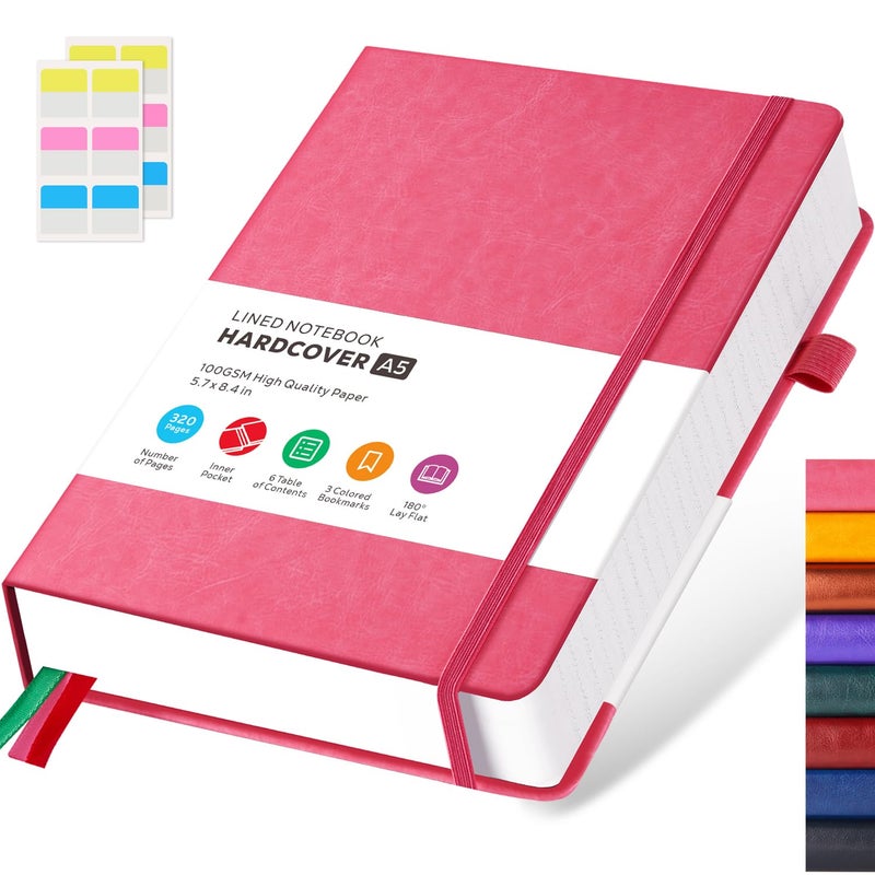 FOCUS DAY Lined Journal Notebook for Women/Men Writing Work  320 Pages Hardcover Pink Leather Daily Diary Journals Note book College Ruled for Note Taking  A5 (5.7'' X 8.4'') - Image 1